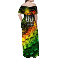 Personalised Jamaica Cricket Tallawahs Off Shoulder Maxi Dress Striking with Reggae Firepower