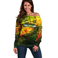 Personalised Jamaica Cricket Tallawahs Off Shoulder Sweater Striking with Reggae Firepower
