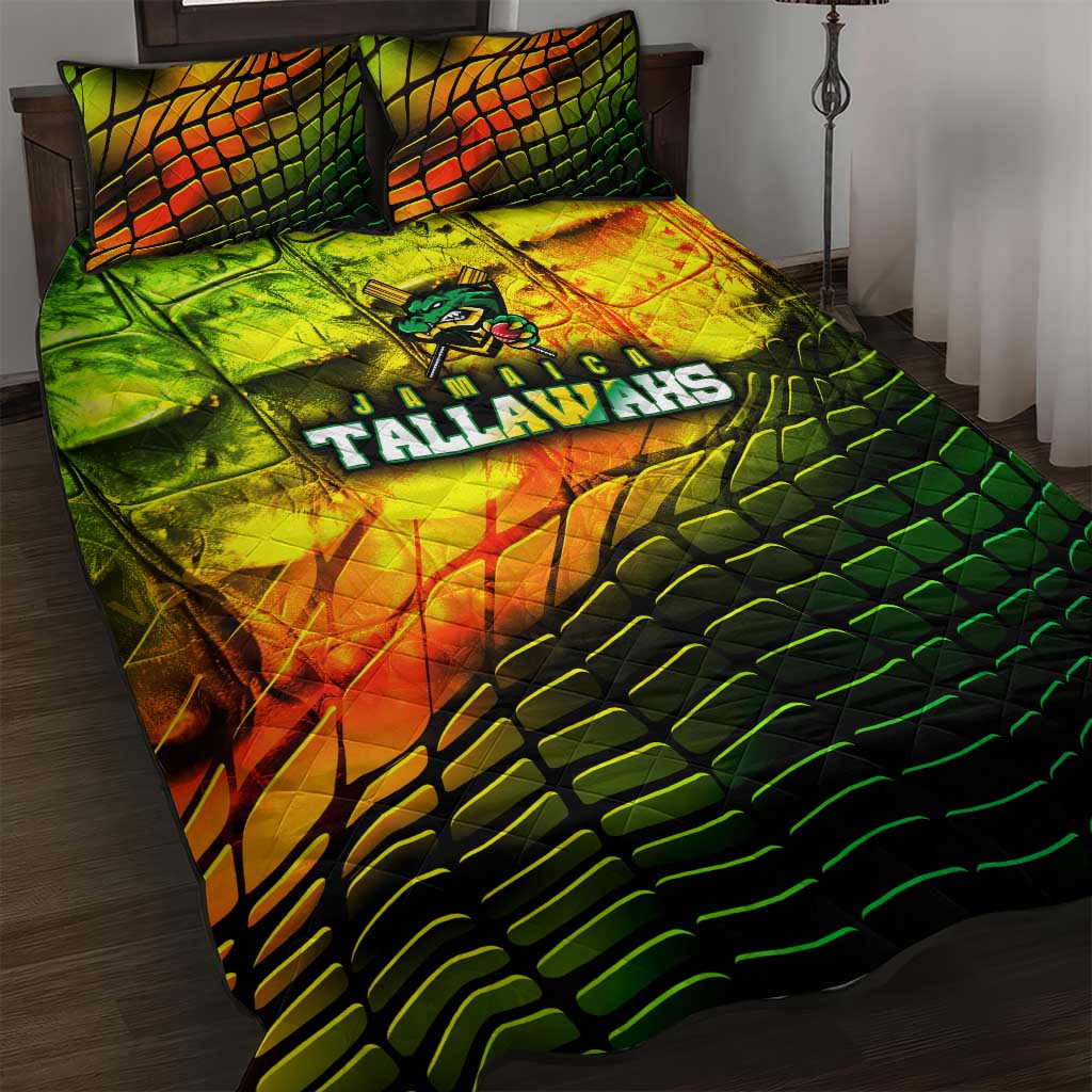 Jamaica Cricket Tallawahs Quilt Bed Set Striking with Reggae Firepower