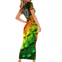 Personalised Jamaica Cricket Tallawahs Short Sleeve Bodycon Dress Striking with Reggae Firepower