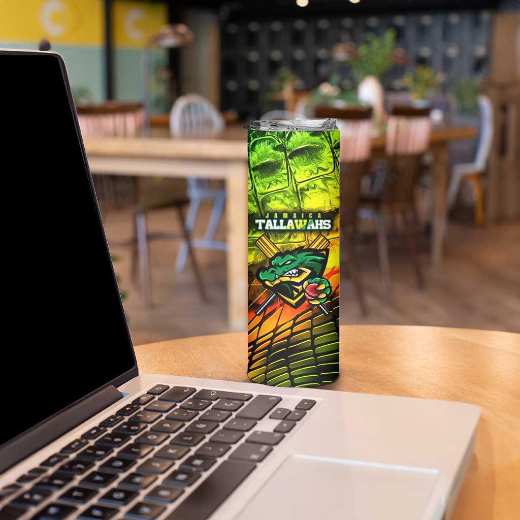 Jamaica Cricket Tallawahs Skinny Tumbler Striking with Reggae Firepower