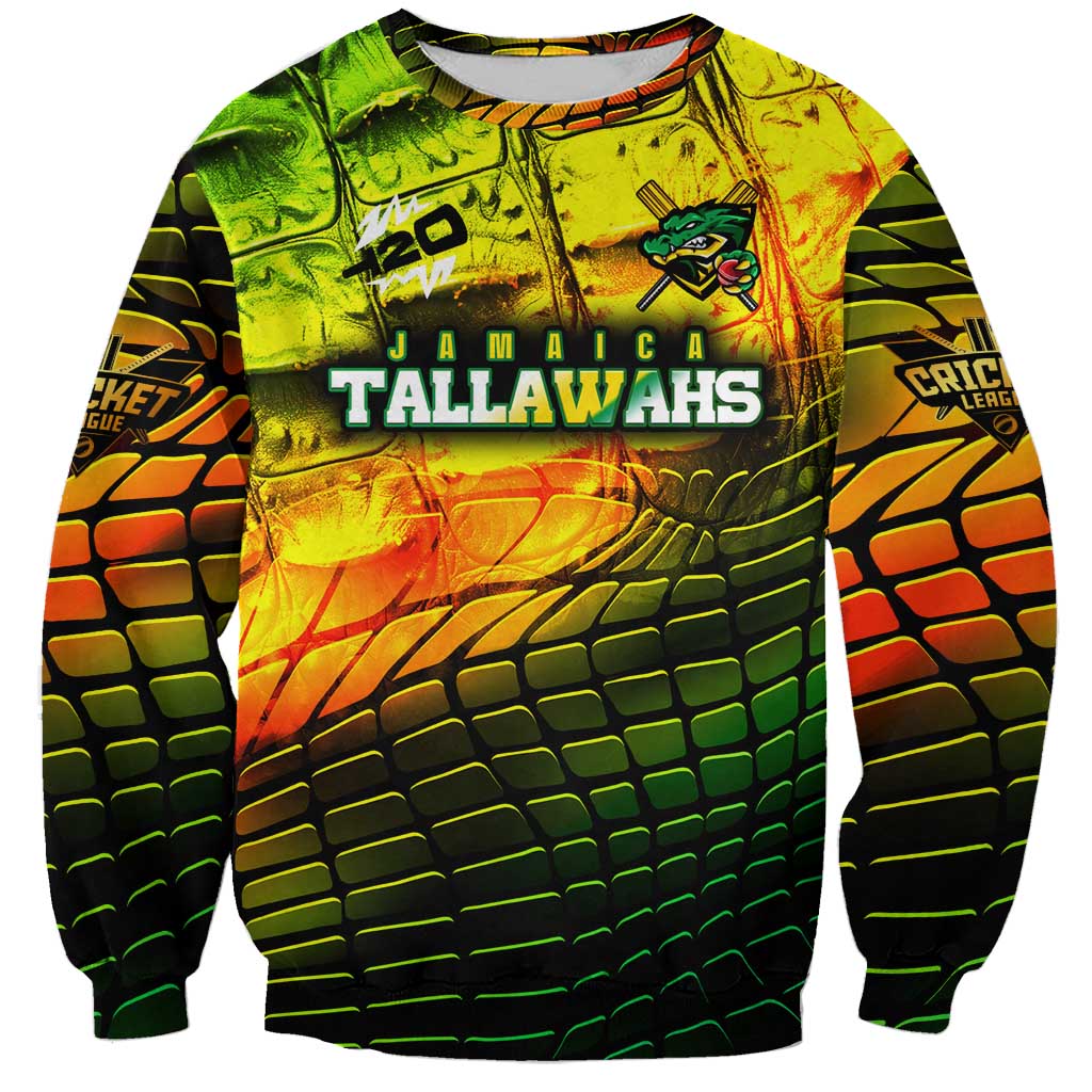 Personalised Jamaica Cricket Tallawahs Sweatshirt Striking with Reggae Firepower