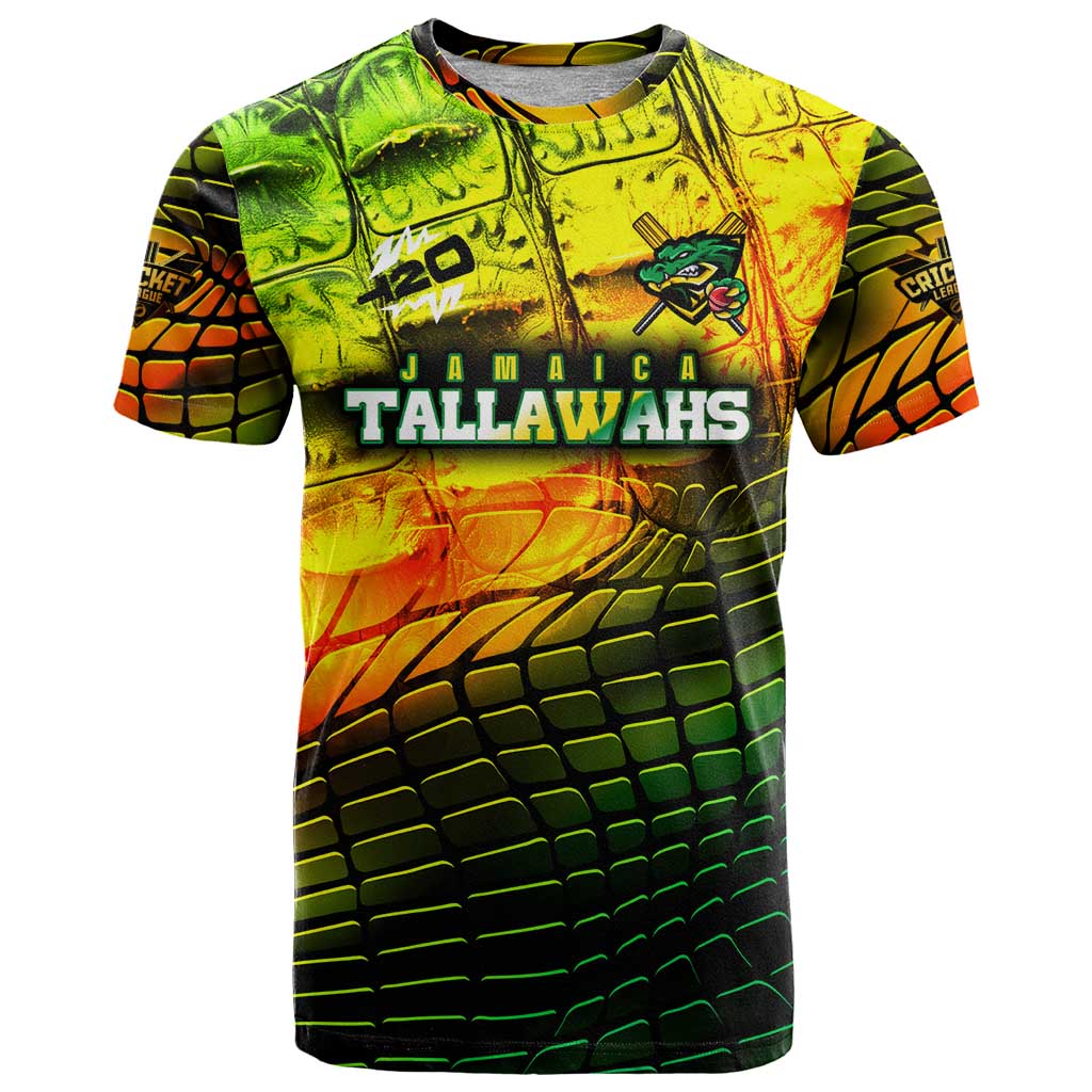 Personalised Jamaica Cricket Tallawahs T Shirt Striking with Reggae Firepower