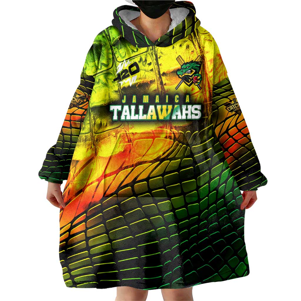 Personalised Jamaica Cricket Tallawahs Wearable Blanket Hoodie Striking with Reggae Firepower