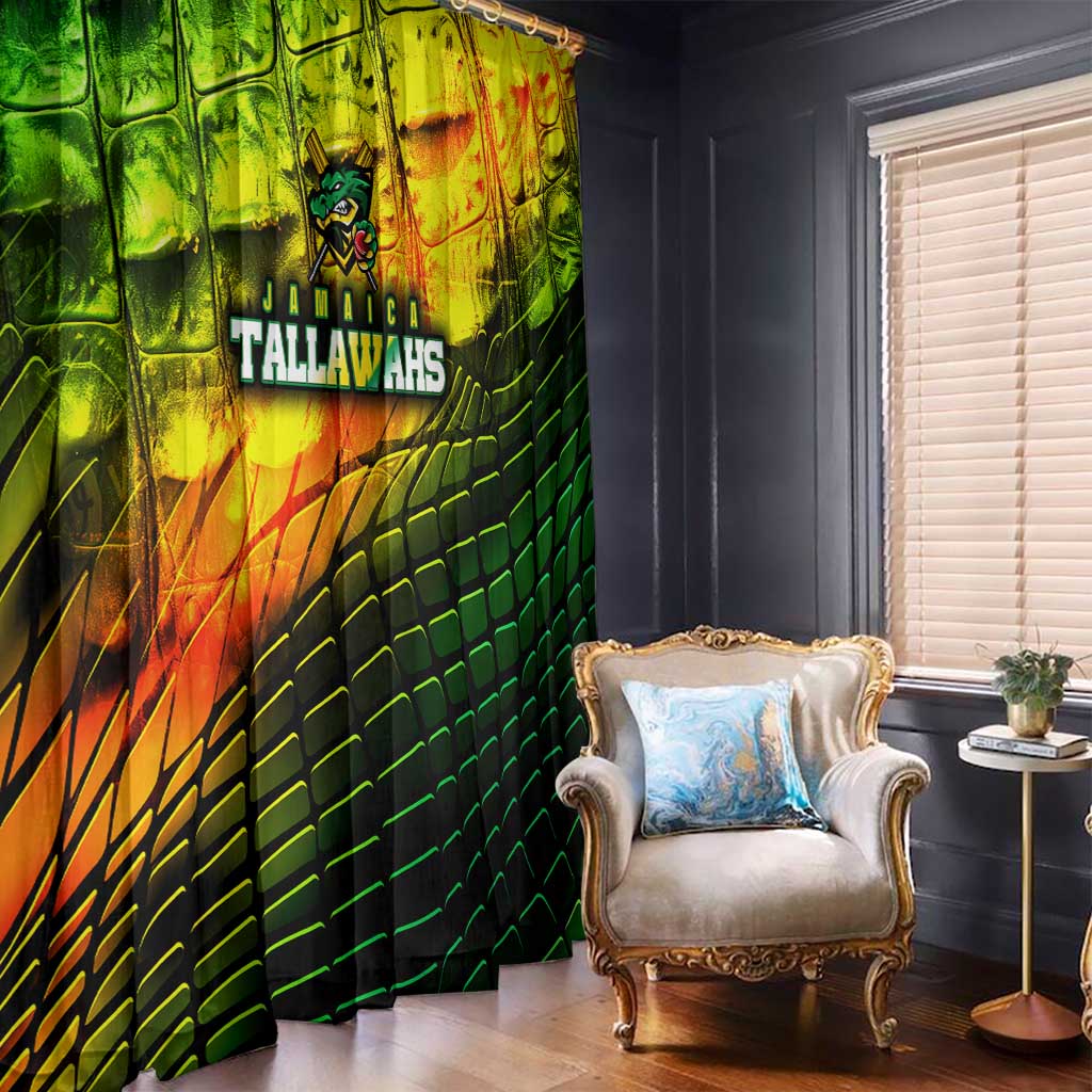 Jamaica Cricket Tallawahs Window Curtain Striking with Reggae Firepower