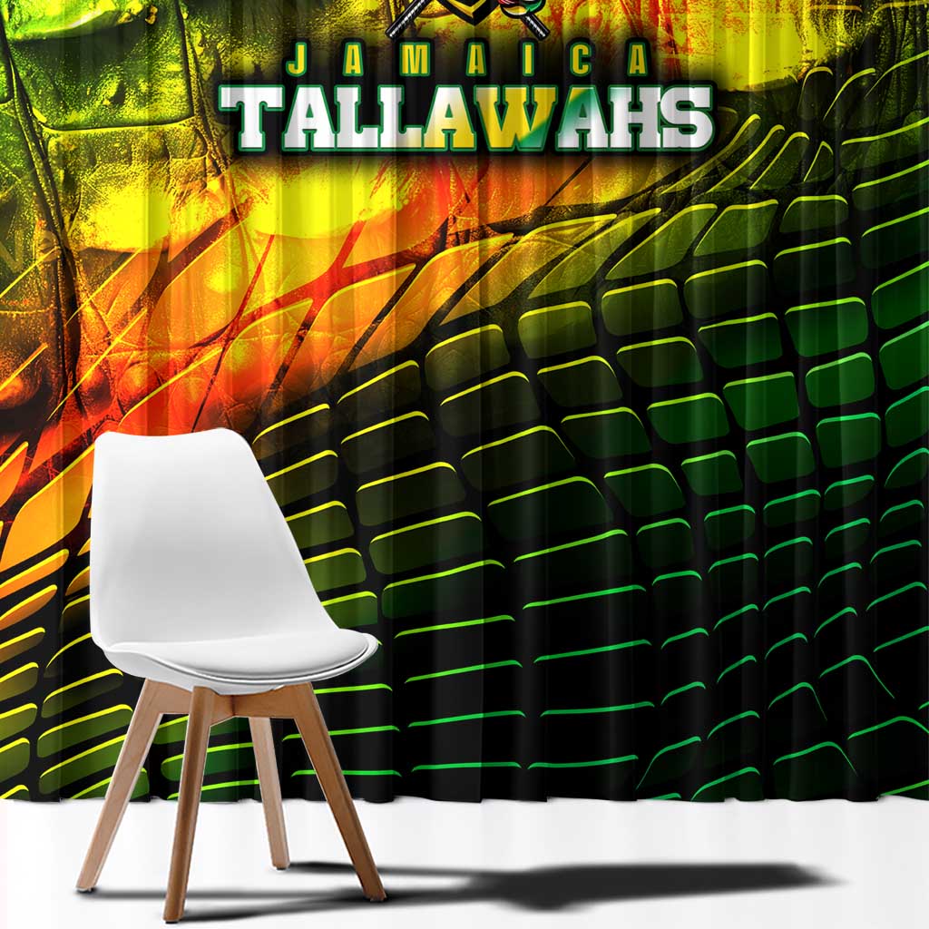 Jamaica Cricket Tallawahs Window Curtain Striking with Reggae Firepower