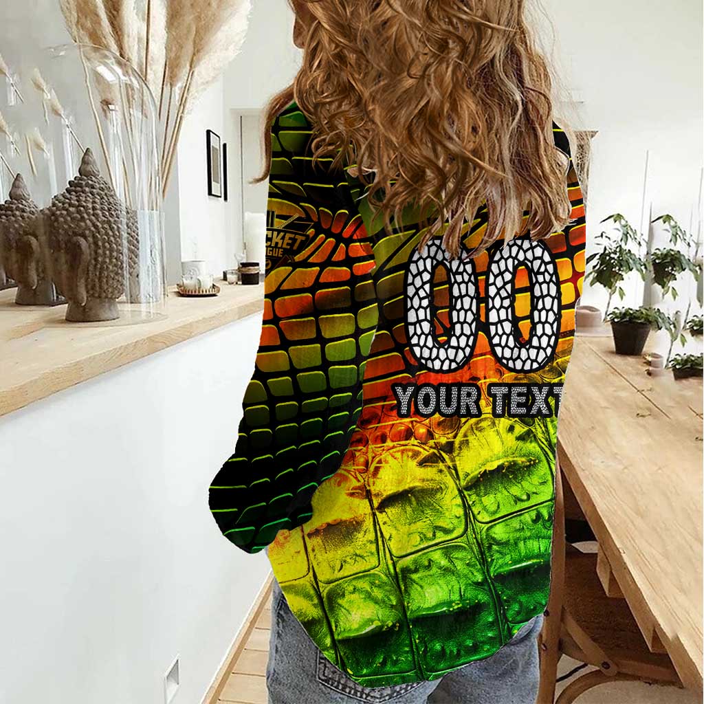 Personalised Jamaica Cricket Tallawahs Women Casual Shirt Striking with Reggae Firepower