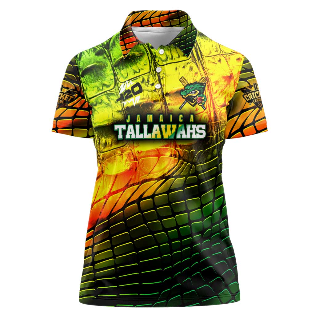 Personalised Jamaica Cricket Tallawahs Women Polo Shirt Striking with Reggae Firepower