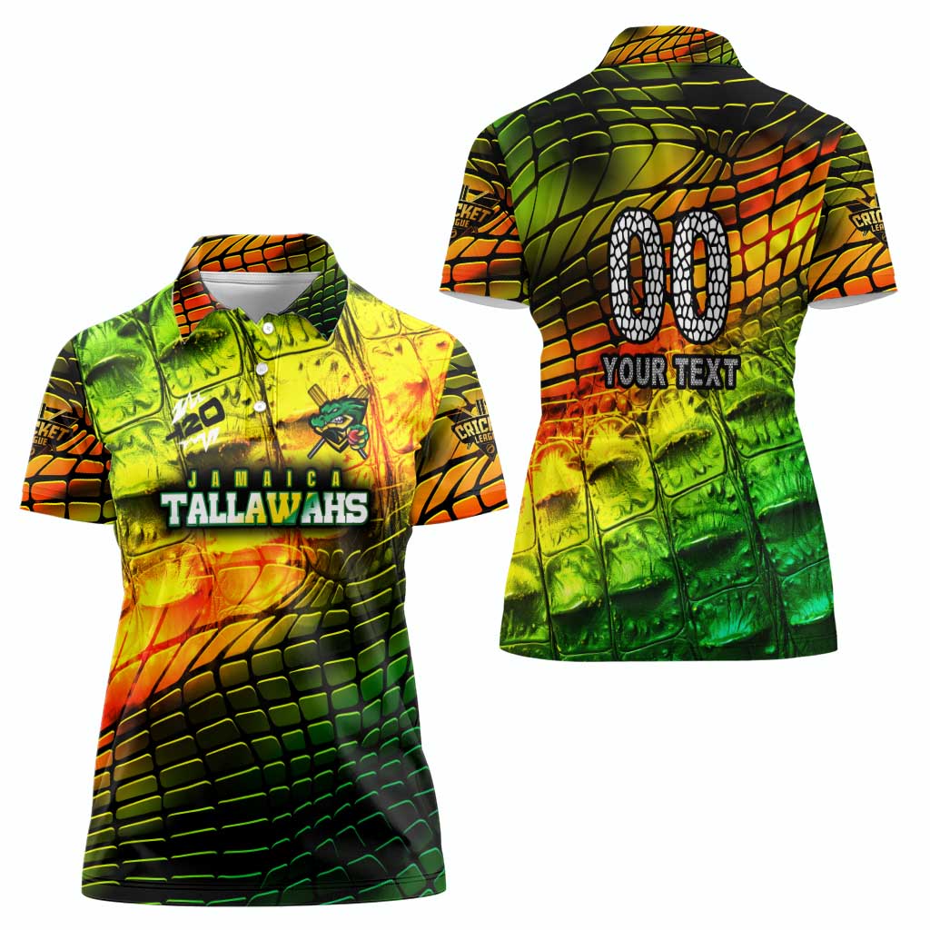 Personalised Jamaica Cricket Tallawahs Women Polo Shirt Striking with Reggae Firepower