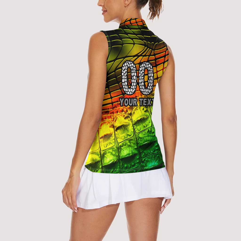 Personalised Jamaica Cricket Tallawahs Women Sleeveless Polo Shirt Striking with Reggae Firepower