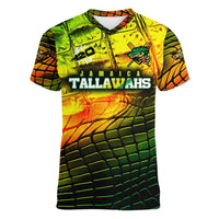 Personalised Jamaica Cricket Tallawahs Women V-Neck T-Shirt Striking with Reggae Firepower