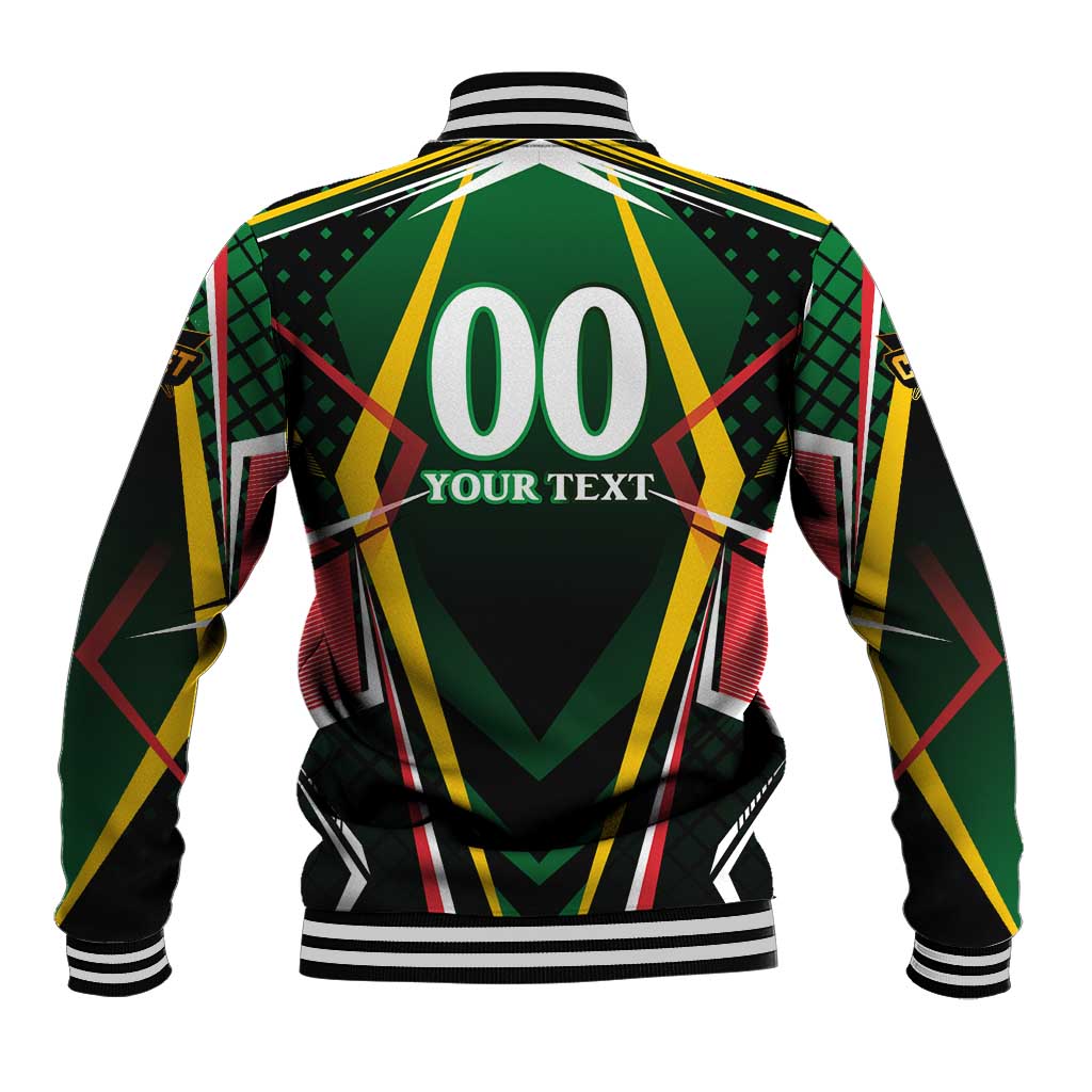 Personalised St Kitts and Nevis Cricket Patriots Baseball Jacket Rising with Caribbean Battlefield