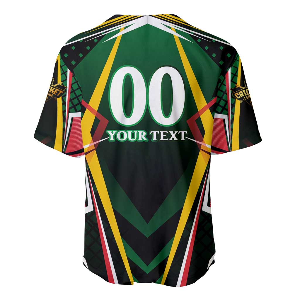 Personalised St Kitts and Nevis Cricket Patriots Baseball Jersey Rising with Caribbean Battlefield