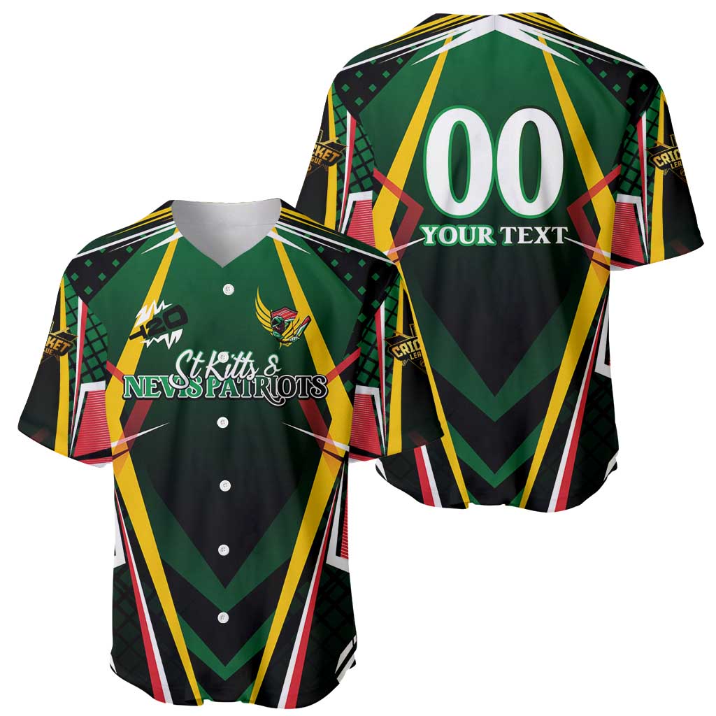 Personalised St Kitts and Nevis Cricket Patriots Baseball Jersey Rising with Caribbean Battlefield