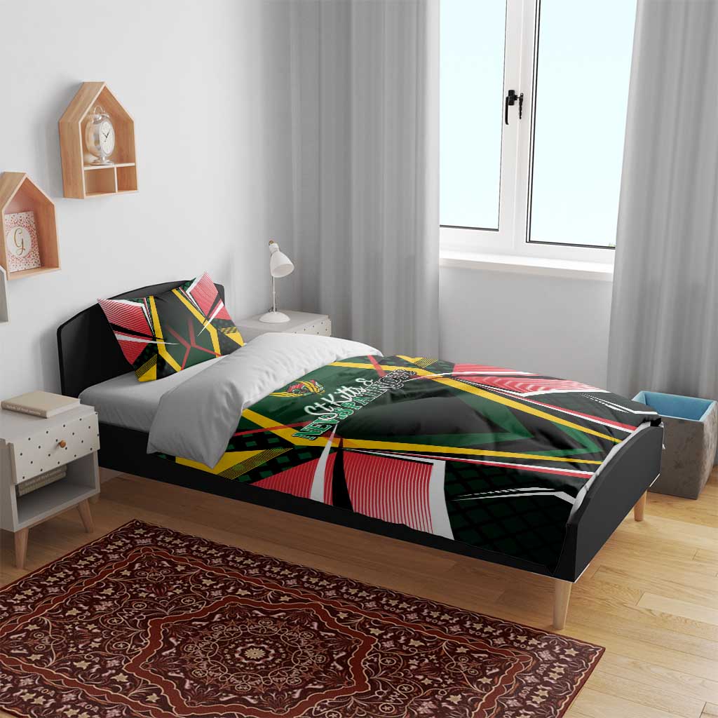 St Kitts and Nevis Cricket Patriots Bedding Set Rising with Caribbean Battlefield