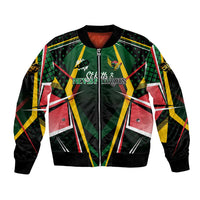 Personalised St Kitts and Nevis Cricket Patriots Bomber Jacket Rising with Caribbean Battlefield