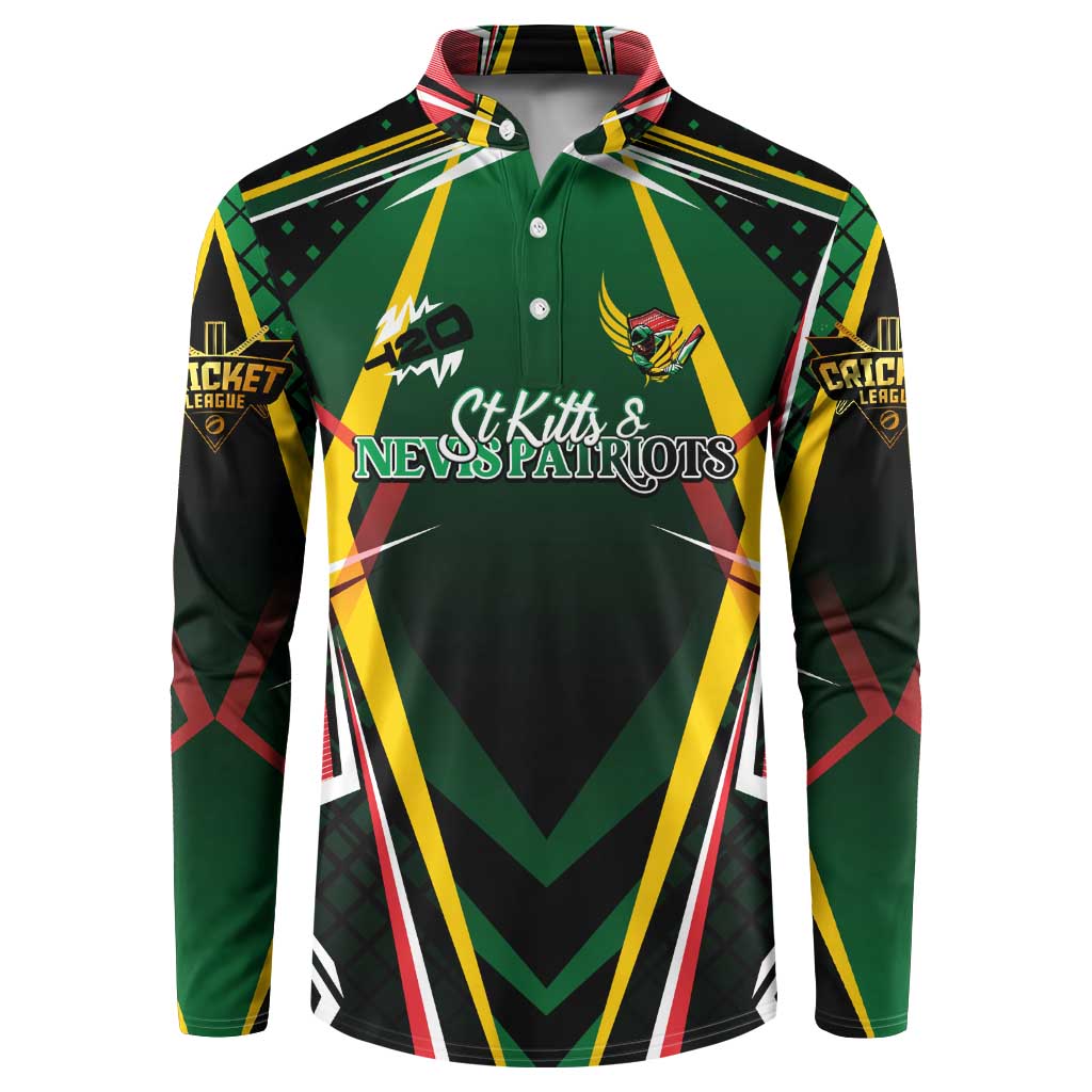 Personalised St Kitts and Nevis Cricket Patriots Button Sweatshirt Rising with Caribbean Battlefield