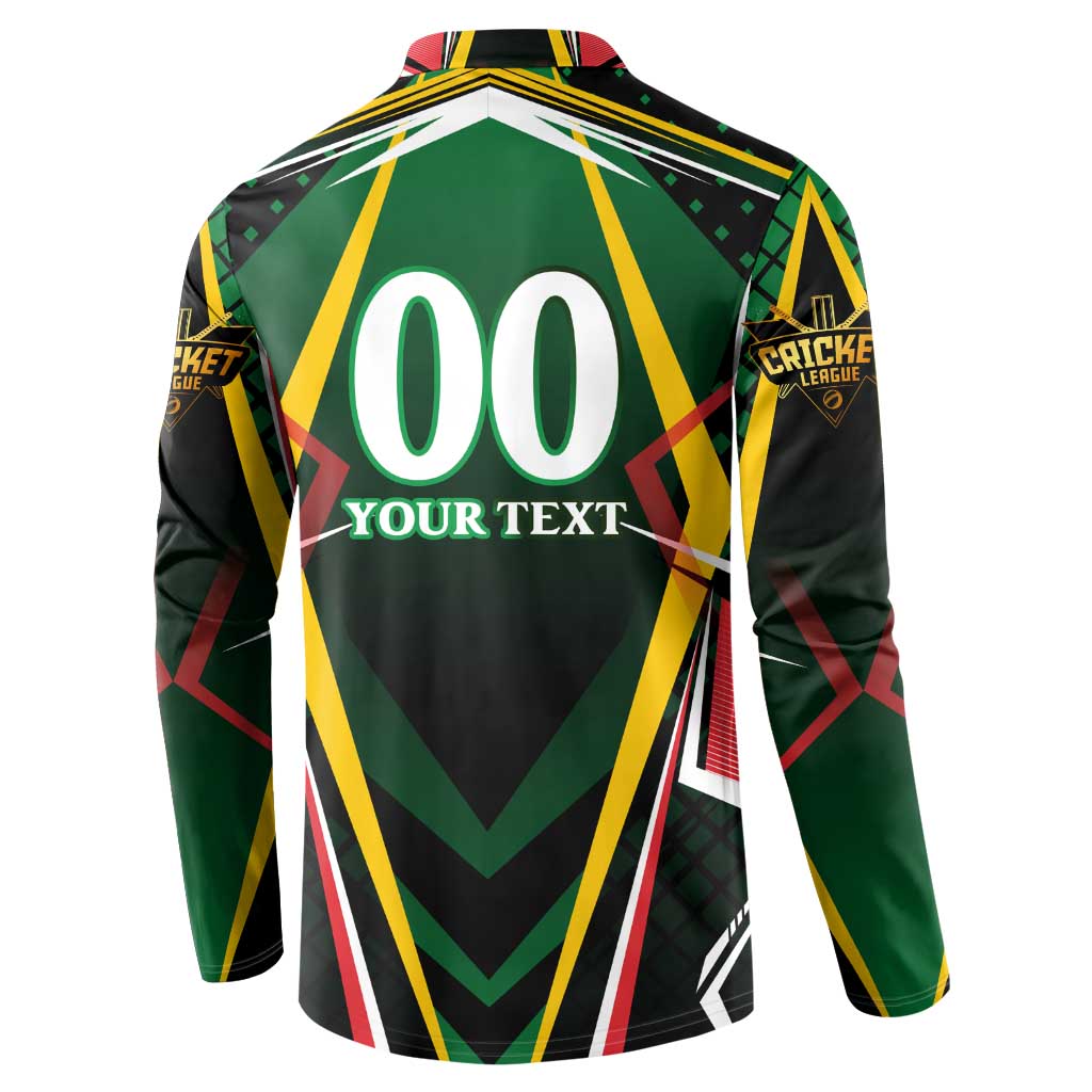 Personalised St Kitts and Nevis Cricket Patriots Button Sweatshirt Rising with Caribbean Battlefield