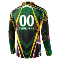 Personalised St Kitts and Nevis Cricket Patriots Button Sweatshirt Rising with Caribbean Battlefield