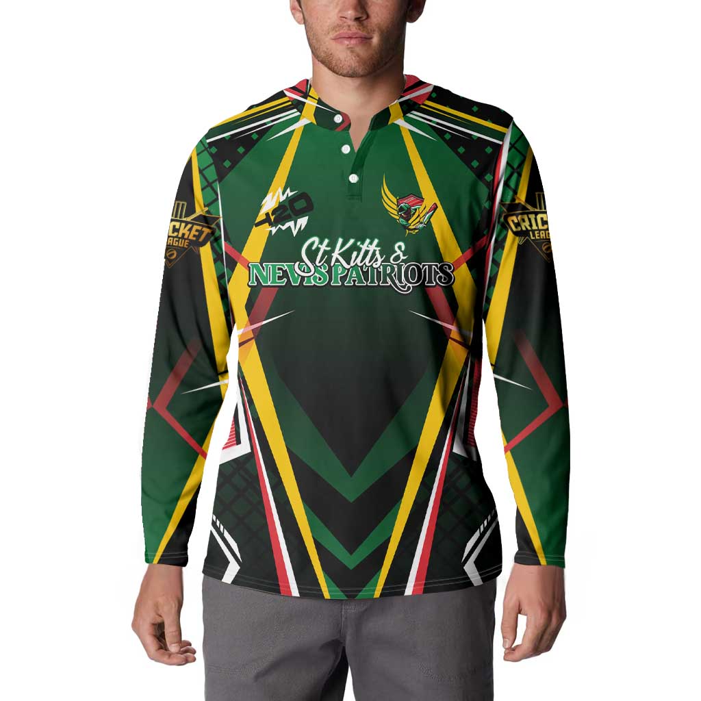 Personalised St Kitts and Nevis Cricket Patriots Button Sweatshirt Rising with Caribbean Battlefield