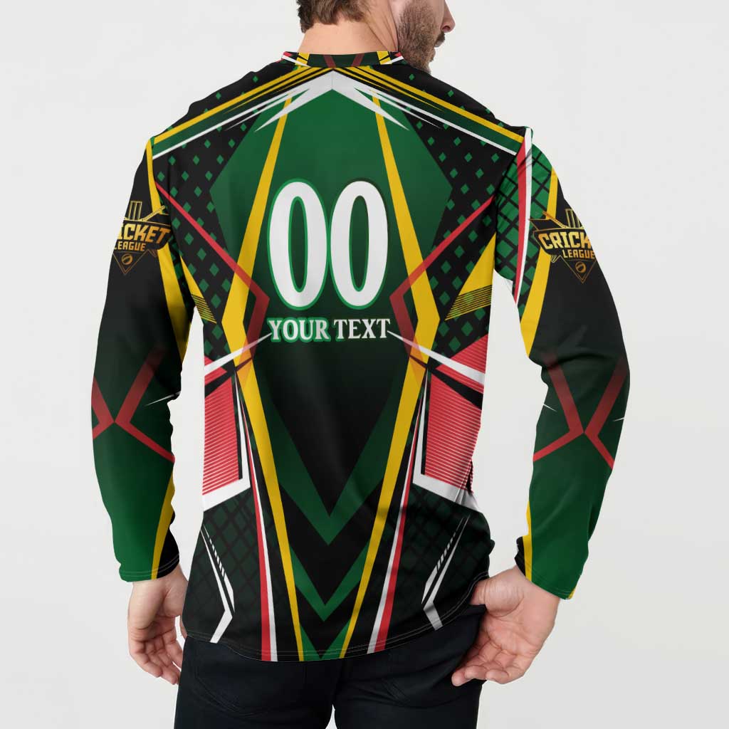 Personalised St Kitts and Nevis Cricket Patriots Button Sweatshirt Rising with Caribbean Battlefield