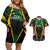 Personalised St Kitts and Nevis Cricket Patriots Couples Matching Off Shoulder Short Dress and Hawaiian Shirt Rising with Caribbean Battlefield