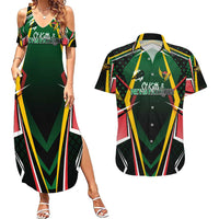 Personalised St Kitts and Nevis Cricket Patriots Couples Matching Summer Maxi Dress and Hawaiian Shirt Rising with Caribbean Battlefield