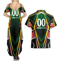 Personalised St Kitts and Nevis Cricket Patriots Couples Matching Summer Maxi Dress and Hawaiian Shirt Rising with Caribbean Battlefield