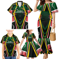 Personalised St Kitts and Nevis Cricket Patriots Family Matching Mermaid Dress and Hawaiian Shirt Rising with Caribbean Battlefield