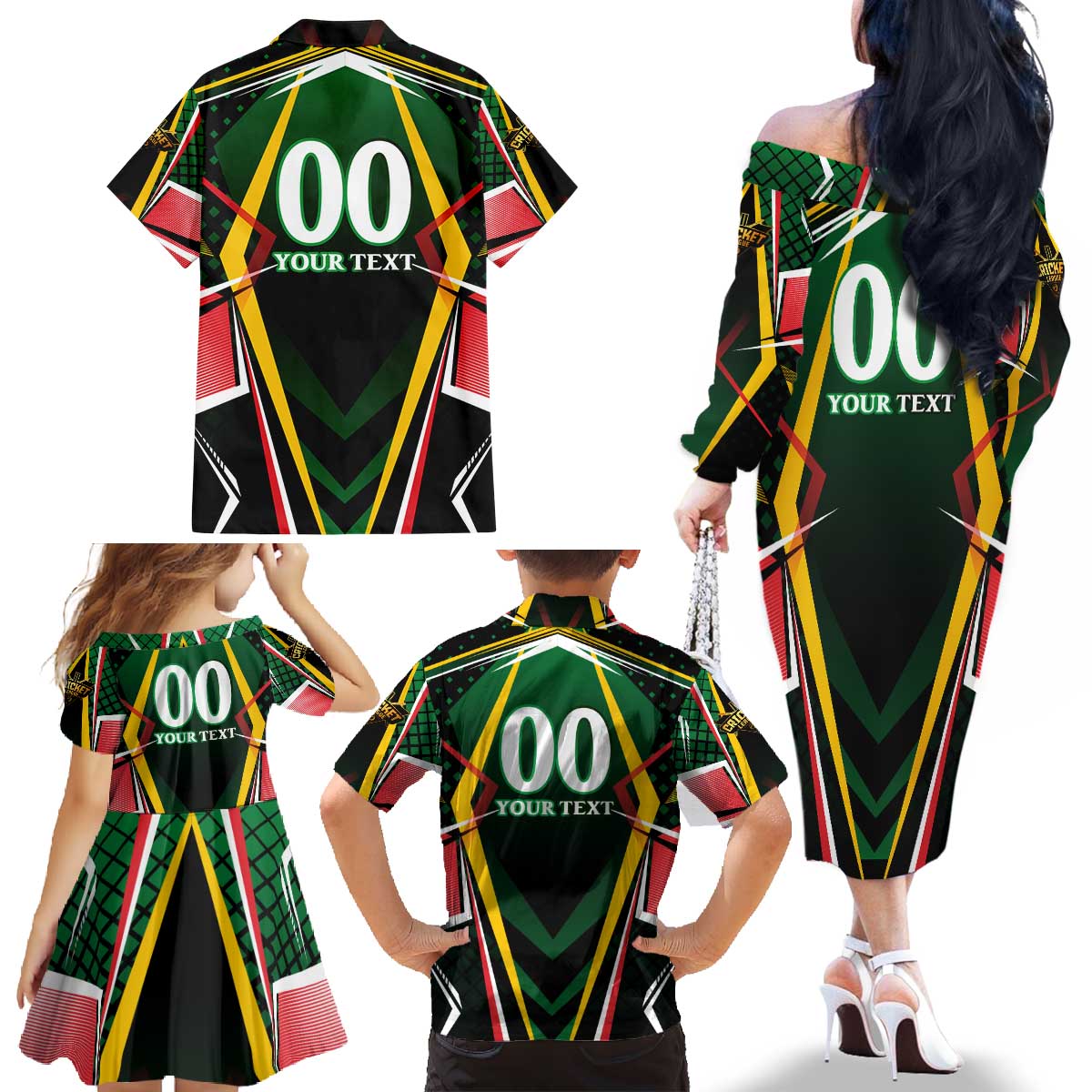 Personalised St Kitts and Nevis Cricket Patriots Family Matching Off The Shoulder Long Sleeve Dress and Hawaiian Shirt Rising with Caribbean Battlefield