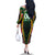Personalised St Kitts and Nevis Cricket Patriots Family Matching Off The Shoulder Long Sleeve Dress and Hawaiian Shirt Rising with Caribbean Battlefield