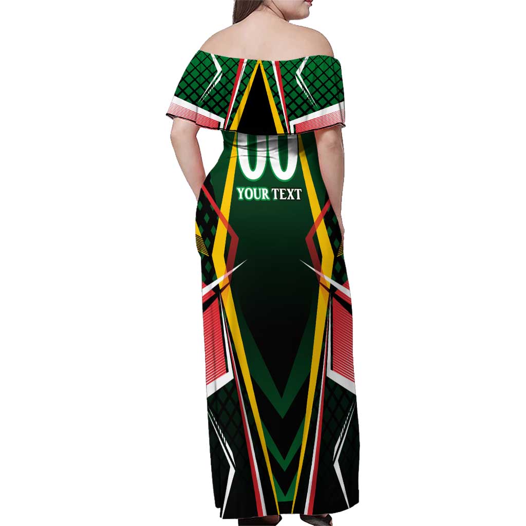 Personalised St Kitts and Nevis Cricket Patriots Family Matching Off Shoulder Maxi Dress and Hawaiian Shirt Rising with Caribbean Battlefield