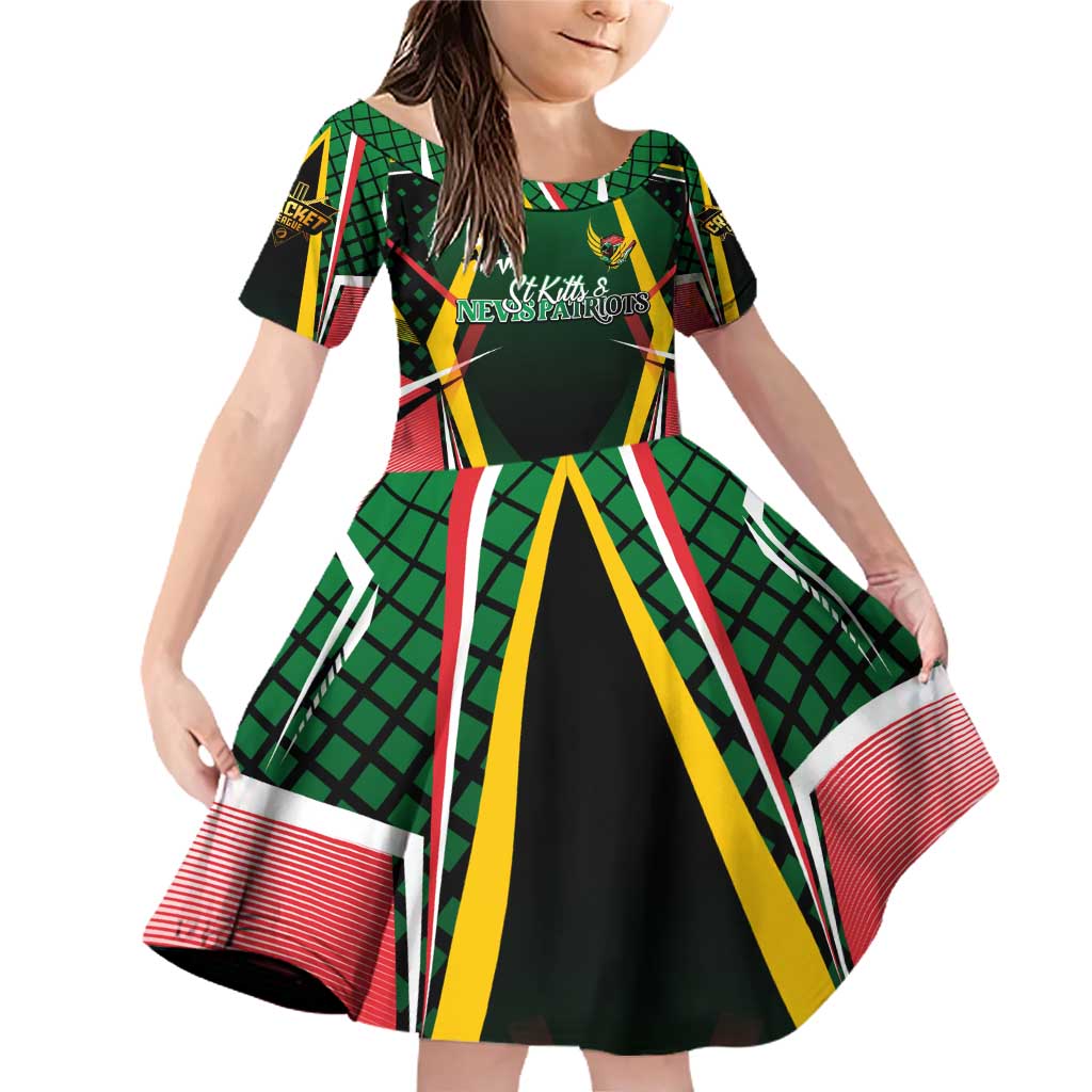Personalised St Kitts and Nevis Cricket Patriots Family Matching Off Shoulder Short Dress and Hawaiian Shirt Rising with Caribbean Battlefield