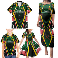 Personalised St Kitts and Nevis Cricket Patriots Family Matching Puletasi and Hawaiian Shirt Rising with Caribbean Battlefield