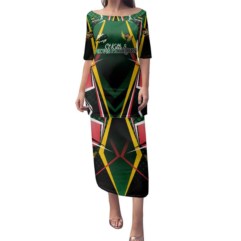 Personalised St Kitts and Nevis Cricket Patriots Family Matching Puletasi and Hawaiian Shirt Rising with Caribbean Battlefield