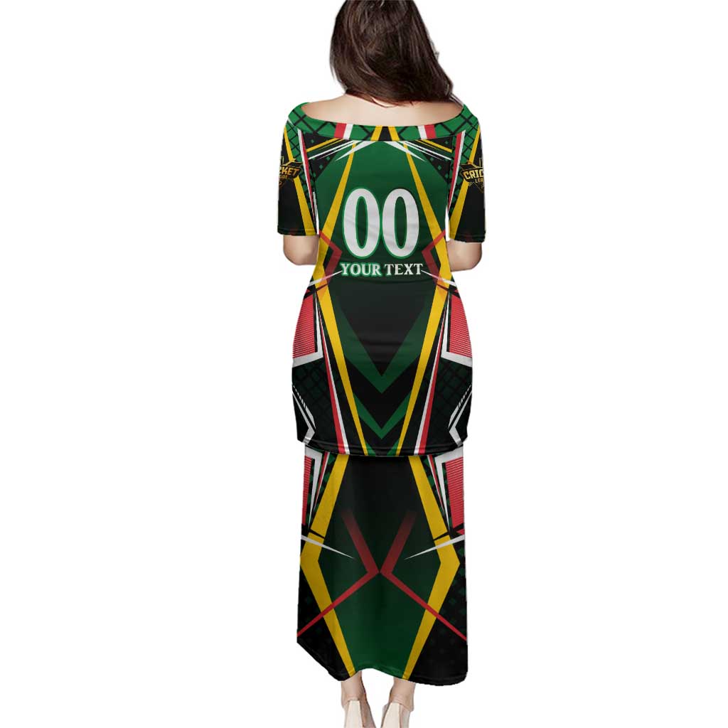 Personalised St Kitts and Nevis Cricket Patriots Family Matching Puletasi and Hawaiian Shirt Rising with Caribbean Battlefield