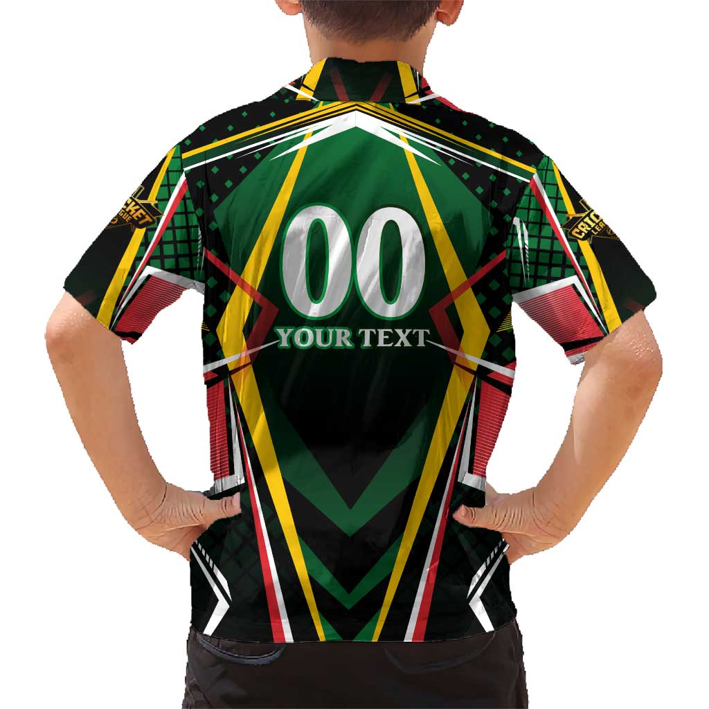 Personalised St Kitts and Nevis Cricket Patriots Family Matching Short Sleeve Bodycon Dress and Hawaiian Shirt Rising with Caribbean Battlefield