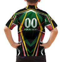 Personalised St Kitts and Nevis Cricket Patriots Family Matching Short Sleeve Bodycon Dress and Hawaiian Shirt Rising with Caribbean Battlefield