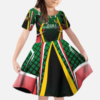 Personalised St Kitts and Nevis Cricket Patriots Family Matching Short Sleeve Bodycon Dress and Hawaiian Shirt Rising with Caribbean Battlefield