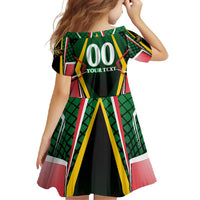 Personalised St Kitts and Nevis Cricket Patriots Family Matching Short Sleeve Bodycon Dress and Hawaiian Shirt Rising with Caribbean Battlefield