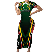 Personalised St Kitts and Nevis Cricket Patriots Family Matching Short Sleeve Bodycon Dress and Hawaiian Shirt Rising with Caribbean Battlefield
