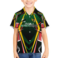 Personalised St Kitts and Nevis Cricket Patriots Family Matching Short Sleeve Bodycon Dress and Hawaiian Shirt Rising with Caribbean Battlefield