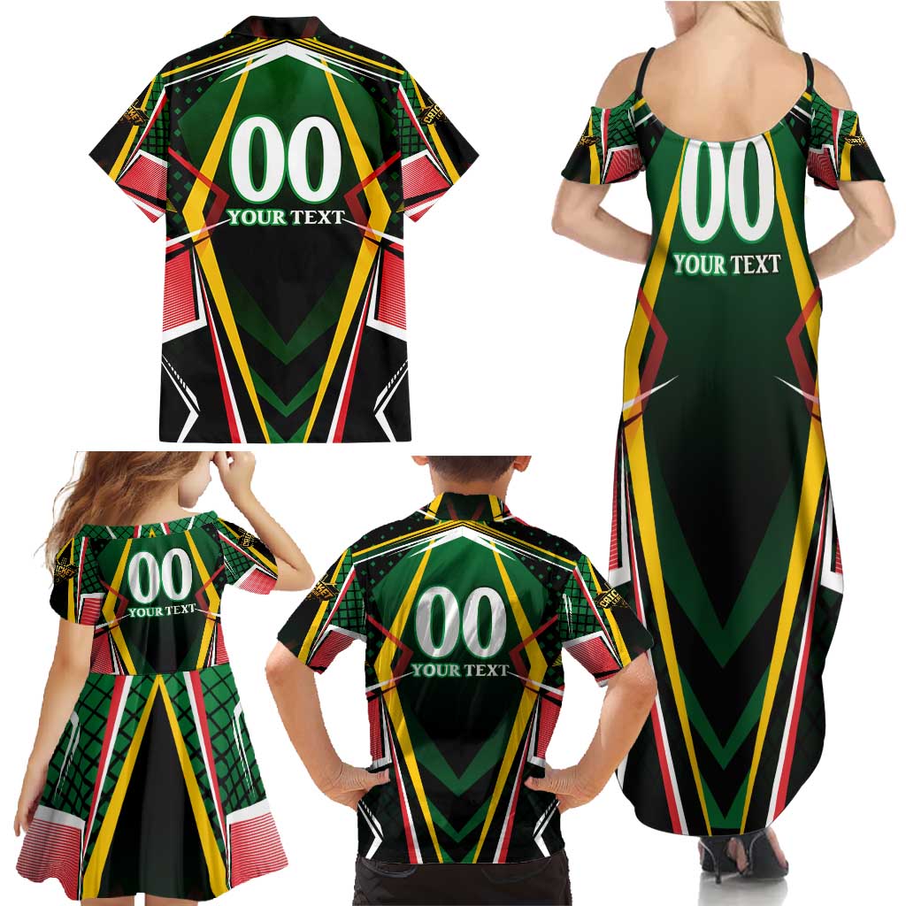Personalised St Kitts and Nevis Cricket Patriots Family Matching Summer Maxi Dress and Hawaiian Shirt Rising with Caribbean Battlefield