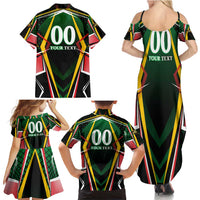 Personalised St Kitts and Nevis Cricket Patriots Family Matching Summer Maxi Dress and Hawaiian Shirt Rising with Caribbean Battlefield