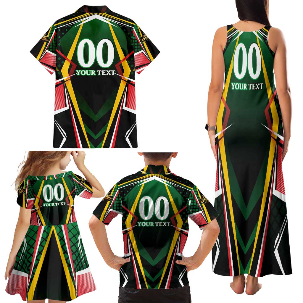 Personalised St Kitts and Nevis Cricket Patriots Family Matching Tank Maxi Dress and Hawaiian Shirt Rising with Caribbean Battlefield