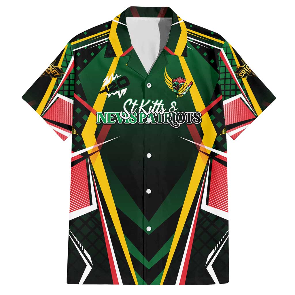 Personalised St Kitts and Nevis Cricket Patriots Hawaiian Shirt Rising with Caribbean Battlefield