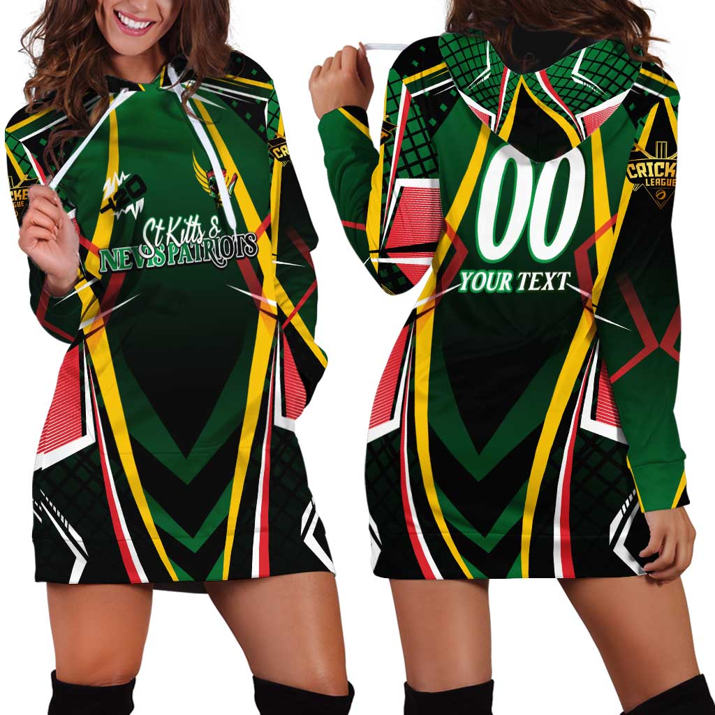 Personalised St Kitts and Nevis Cricket Patriots Hoodie Dress Rising with Caribbean Battlefield