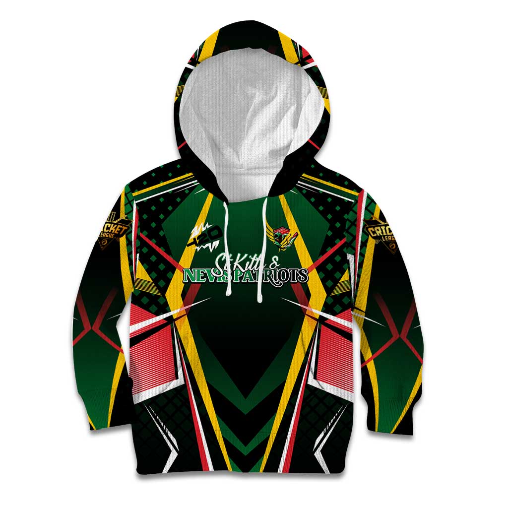 Personalised St Kitts and Nevis Cricket Patriots Kid Hoodie Rising with Caribbean Battlefield