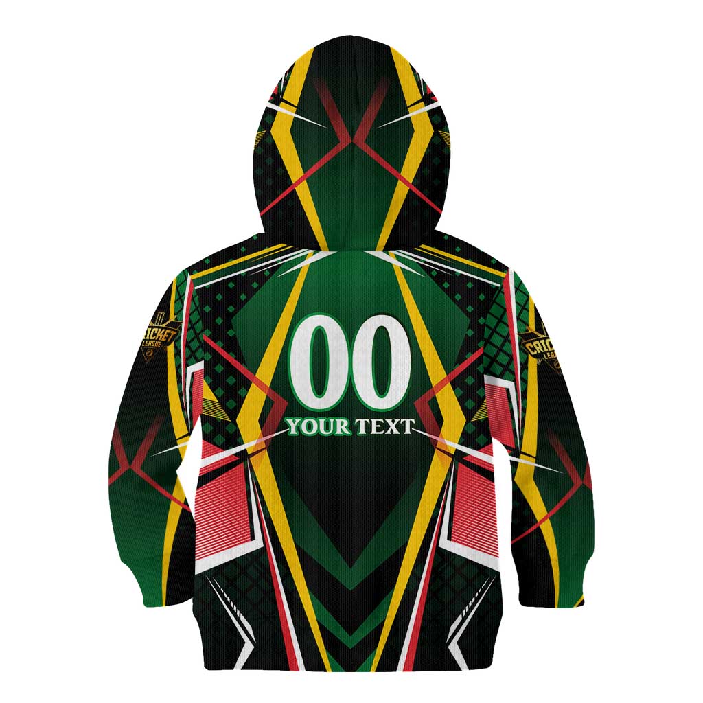 Personalised St Kitts and Nevis Cricket Patriots Kid Hoodie Rising with Caribbean Battlefield