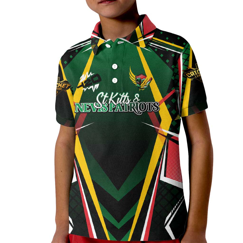 Personalised St Kitts and Nevis Cricket Patriots Kid Polo Shirt Rising with Caribbean Battlefield